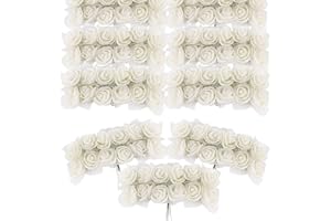 BETESSIN 144pz Rose Finte Bianche (Dia. 20mm) Teste di Fiori Rose Finte Artificiali Teste di Rose Bianche Finte in Schiuma per Decorazione Sposa Matrimonio Festa Nuziale Valentine’s Day Casa Fai da Te