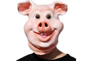 PARTYHOP PartyCostume Máscara de Cabeza Humana de Fiesta de Traje Lujo de Halloween de Cerdo