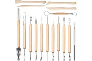 DaKuan - Set di strumenti per la scultura in argilla, 16 pezzi per scultura in ceramica e strumenti di modellazione