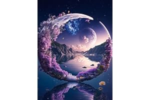 Mrnsiet Moon Stamped Cross Stitch Kits, DIY Easy Cross Stitch Ornament Kits for Adults Beginners, Counted Embroidery Needlepoint Kits Home Decor 12x16inch