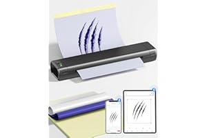 PhoFuta Tattoo Drucker Stencil Drucker mit 10 Blatt Stencil Papier für Tattoo Maschine Set, Thermodrucker Tattoo Kompatibel mit IPad & Telefon & PC für Tattoo Künstler und Anfänger DIY Tattoos, Grau