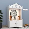 Anikaa Delma LED Light OM Home Temple Puja Shelf Temple Stand with Storage Puja Mandir for Home, Office - White (D.I.Y - Do-It-Yourself)