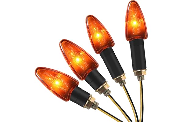 Justech 4pcs E-Marqué Clignotants Moto 10W Haute Puissance Ampoule Feu Clignotant Indicateur Lumière Ambre Étanche 12V pour M10 Universel Moto Scooter Cruiser Quad Off-Road