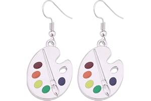 MY SHAPE Orecchini pendenti da donna in metallo smaltato alla moda con tavolozza e pennello, Metallo
