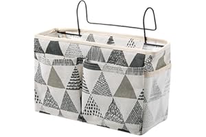 HNJKJEU Bett Organizer Bett Tasche mit Darhthaken Hängetasche Hochbett Aufbewahrungstasche für Buch, Magazin, Handy, Kopfhörer Bett Aufbewahrung (Graues Dreieck)