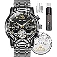 OLEVS Automatic Self-Winding Skeleton Watch for Men - Tourbillon, No Battery, Luxury Stainless Steel With Date, Mechanical, Waterproof, Fashion