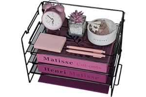 ideallife Metal Desk Organizer Tray 3 Tier Stackable Letter Tray, Office Desk Paper Organizer File Trays, Paper Sorter for A4 File Office Supplie, Metal File Organizer Tray for School, Home