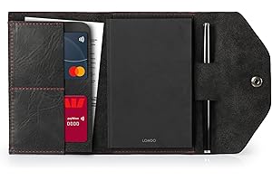 LONDO Genuine Leather Portfolio with Notepad and Snap Closure (Black, Small), OTTO412