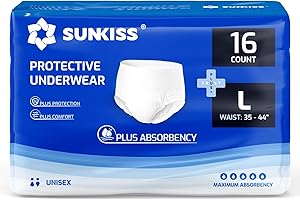 SUNKISS TrustPlus Pantalones Incontinencia para Adultos, Bragas Absorbentes para Hombres y Mujeres, Ropa Interior Absorbentes para Ancianos, Unisex, Bloquean el Olor, Talla L, 16 Unidades