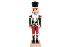 The Christmas Workshop 81560 50cm Tall Wooden Soldier Nutcracker on Stand, Multi-Colour