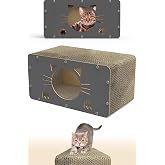 ATAPET Tırmata Doğal Karton Kedi Tırmalaması Kedi Tırmalama Kanepesi Tahtası Kedi Tırmalama Evi (Karton/Antrasit)