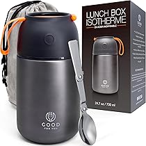 Geïsoleerde voedselfles, roestvrijstalen container voor warme en koude maaltijden, dubbelwandige isolatie, thermische voedselcontainer voor school, kantoor, reizen, kamperen, met opvouwbare lepel en zak, oranje, 530 ml