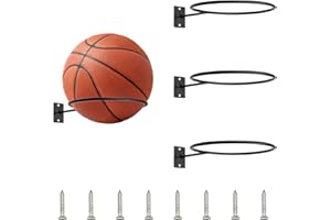 Zfseyuh Soporte para Balones Pared 3 Piezas Estante para Balones y Pelotas Universal Soporte para Balon Futbol de Metal para Baloncesto Fútbol Voleibol Rugby (Negro)