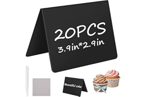 VVHIPPO 20 Mini Lavagna, Lavagnette Cancellabili Segnaposto per Buffet con Penna e Panno, Tipo L Numeri Tavoli Ristorante, Cartellini Prezzi, Lavagnetta per la Festa di Nozze del Caffè a Buffet Gastronomico