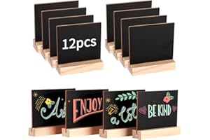 winbest Mini tablica do pisania kredą, mała, zmywalna, dwustronna tablica do pisania kredą z drewnianą podstawą ​Stojak 10 x 7,5 cm, małe tablice do opisywania ceny, stołu bufetowego, na przyjęcie