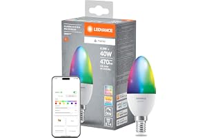 LEDVANCE SMART+ MATTER LED-ljuskälla, kompatibel med Google, Alexa, Apple, vit frostad, 4,9W, 470lm, E14 sockel, färgljus, vitt ljus, app eller röststyrning, livslängd upp till 20 000 timmar