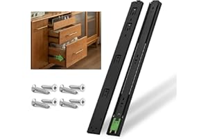 NECILO Glissières de tiroir à Ouverture par Pression, Montage Latéral, Capacité de Charge jusqu'à 45KG, Roulements à Billes, Extension Totale en 3 Parties, 350mm, 1 Paire