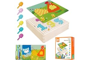 OUOQI Mosaik Steckspiel für Kinder,Lernspielzeug Geschenk Farbe Matching Mosaik-Steckplatte,Steckmosaik mit 240 Steckperlen,Bunte Steckspiel Pädagogische Baustein für Jungen Mädchen ab 2 Jahre