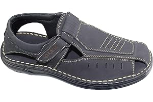 KATTE Mens Sandals Nubuck Leather Sandals Men Closed Toe Walking Sandals For Men Outdoor Comfortable Sandals Mens Leather Sandals Casual Beach Summer Walking Shoes