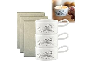 CQSVUJ Handled Tea Light Holder - Good Friends Light Up The World, Good Friends Handled Tea Light Candle Holder, Votive Candle Holders Ceramic Tea Light Candle Holders for Best Friends (3PCS)