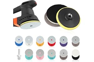 MUSEMUSY 14 Pezzi Set di Diamantati Tamponi per Lucidatura, Dia 100mm/4 Pollici Wet Diamantati Pastiglie, Kit Lucidatura ad acqua con M14 Guarnizioni di Gomma per Marmo Granito Piastrelle di Ceramica Terrazzo