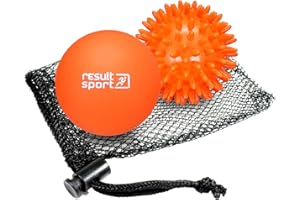 ResultSport Massage Ball for Back, Trigger Point Massage, Plantar Fasciitis Recovery, Stress Reflexology, Myofasical Ball and Physio Ball (Orange)(Spiky & Lacrosse)