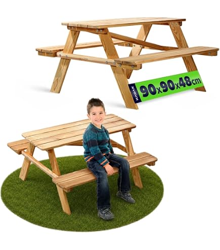 Table de pique-nique avec bac à sable pour enfants pin massif - Table De Pique-nique - Table Enfant - Mobilier De Jardin - Jeu Extérieur - Bac À Sable - Home & Living