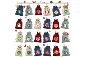 24 adventskalender, att fylla, julkalender, tryckt tygpåse, adventskalender, påsar, återanvändbara, julkalender, jutepåse (fl