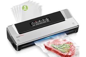 Bonsenkitchen Machine Sous Vide Alimentaire - Appareil de Mise Sous Vide pour La Cuisson Sous Vide et La Conservation des Aliments Frais, Y 5 Compris Les Sacs Sous Vide