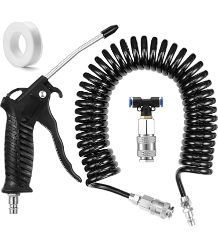Pistola Ad Aria Compressa Con Tubo A Spirale Da 5 M E Connettore Rapido 6 Mm, Ugello Lungo 120 Mm, Per Pulizia Auto E Camion