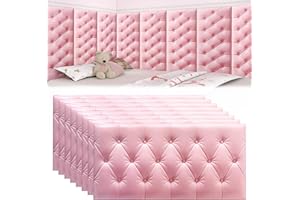 Tokenhigh 8Pcs Anti Collision Wall Padding, 60x30cm Self Adhesive Headboard Panels, Upholstered Padded Wall Panels, Peel and Stick Wall Cushion for Bedroom Playroom Protection (Pink)