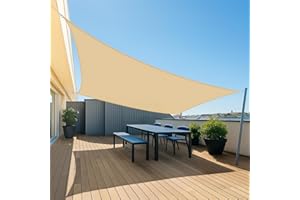 AMAZON BRAND - UMI UMI Vela Ombreggiante Impermeabile 4x6m Rettangolare Tenda a Vela Protezione Raggi UV 95% Tenda Parasole per Esterno Giardino Terrazzo - Sabbia
