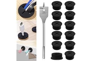 GUOSIYAO Flexible Silikon Kabeldurchführung 25mm Silikon Kabeltülle 12Stk Mit 25mm Bohrer Schreibtisch Kabeldurchführung Tisch Kabellochabdeckung Für Möbel Büro Konferenztisch Erfahrung Desk(Schwarz)