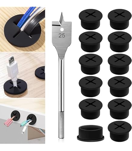 QUARKZMAN Kabeldurchführungen 6er Set - Gummi Stopfen Für Schreibtisch & Möbel (30mm Bohrung)