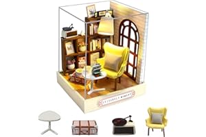 CUTE-EYFUD Wooden Dolls House Kit, Diy Miniature House Kit With LED and Dust Cover, Dollhouse Model Kits For Decoration & Adults and Children Holiday Birthday Gift(LEISURELY MOMENT)