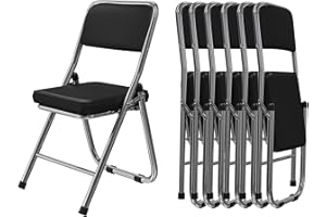 Utlenianie Set da 6 Sedie Pieghevoli da Interno, Comode Sedie Salvaspazio Portatili, Sedie Pieghevoli Con Cuscino In Ecopelle Imbottitura, Sedia Da Cucina Pieghevole, Sedie Richiudibili (Nero)