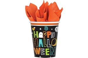 amscan 682054 Halloween Friends Paper Cups 266ml-50 Pcs, Multi-Colour, 50 Count (Pack of 1)