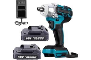 UKDIRECTSHOP Avvitatore a percussione senza spazzole da 18 V, 1/2", coppia 350 Nm con luce a LED, frequenza di scossa: batteria 0-3500 ipm, set per avvitatore a percussione Makita con 2 batterie da 3,0 Ah e