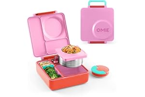Omie B8983 OmieBox Kids Bento Lunch Box, Stainless Steel Bowl, Pink Berry