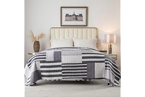 ‎WOLTU WOLTU Tagesdecke 220x240 cm Bettüberwurf, Steppdecke Patchwork Wendedesign, Bedspreads aus Mikrofaser, überwurfdecke Einzelbett unterfüttert und gesteppt, Blau+Weiß