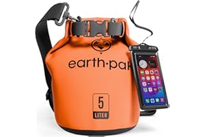 Earth Pak – Wasserdichter Packsack mit Schultergurt und wasserfester Handyhülle – Ideale Rolltop Tasche beim Kajak Fahren, Wandern, Camping, Angeln, Bootfahren und Rafting