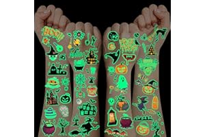 RIZTGAE 200+ Pièces Tatouage Ephemere, Halloween Decoration Tatouage Enfant Maquillage Deco Halloween Gommettes Autocollantes Jouet Enfants 3 4 5 6 7 8-12 Ans Garcon Fille Cadeau Stickers Enfant
