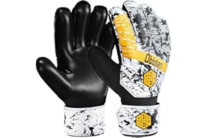 Obbsen Torwarthandschuhe mit Fingersave | Fußball Handschuhe Torwart mit Extra Starkem Grip | Größe 5-7 für Kinder Jugendliche, Größe 8-10 für Herren Damen