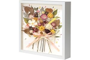 ‎MUZILIFE Muzilife 3D Bilderrahmen zum Befüllen 25x25 cm-Tiefer Holz Rahmen Weiß, Objektrahmen Shadow Box mit Glasscheibe, als Geschenk für Familie Freunde usw. (Weiß, 25x25cm)