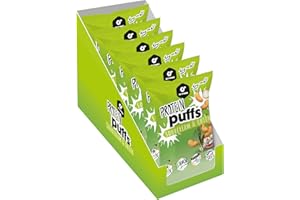 GO FITNESS GoFitness Nutrition – Protein Puffs – 6-Pack – Sabor Sour Cream & Onion, Aperitivo Proteico, Bajo en Calorías, Crujiente y Satisfactorio