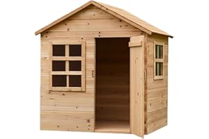 Big Game Hunters Evermeadow Wooden Playhouse with Floor, Real Door & Windows – Large Indoor/Outdoor Playset for Kids & Toddlers – Easy Build