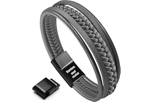 Murtoo Bracciale Uomo Pelle Chiusura in Acciaio Braccialetto Uomo Donna Pelle