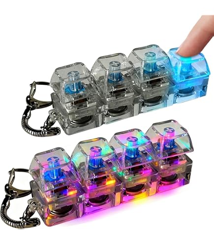 Pack De 2 Teclados Anti-estrés Con Luz LED – Juguete Fidget De 4 Teclas Con Clics Realistas, Llavero Portátil Para Aliviar La Ansiedad En Oficina O Viaje