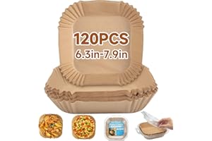 120PCS Air Fryer Liners, HAUSPROFI 6.3 inch Square Air Fryer Disposable Paper Liners, Non-Stick Baking Paper for Air Fryer, Food Grade Parchment Compatible with COSORI, Ninja, Tower Air Fryer