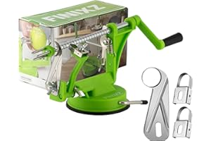 FINIXZ 3 nel 1 Sbucciatore e affettatrice per mele – Base a ventosa potente – Macchina per sbucciare resistente – Incluse 3 lame di ricambio aggiuntive – Strumento manuale per la cucina di casa